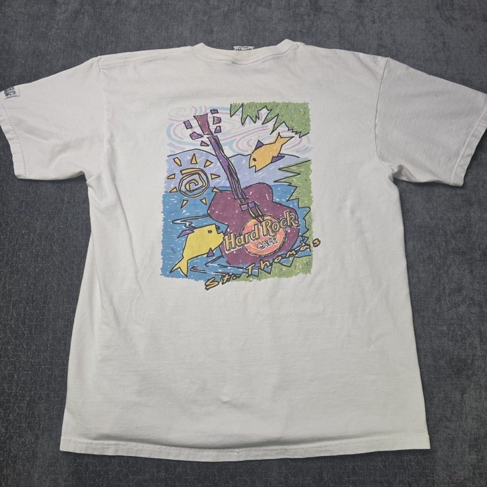 Vtg Hard Rock Cafe T Shirt Adult Large St Thomas Made In USA Double Sided HRC L - Picture 5 of 11